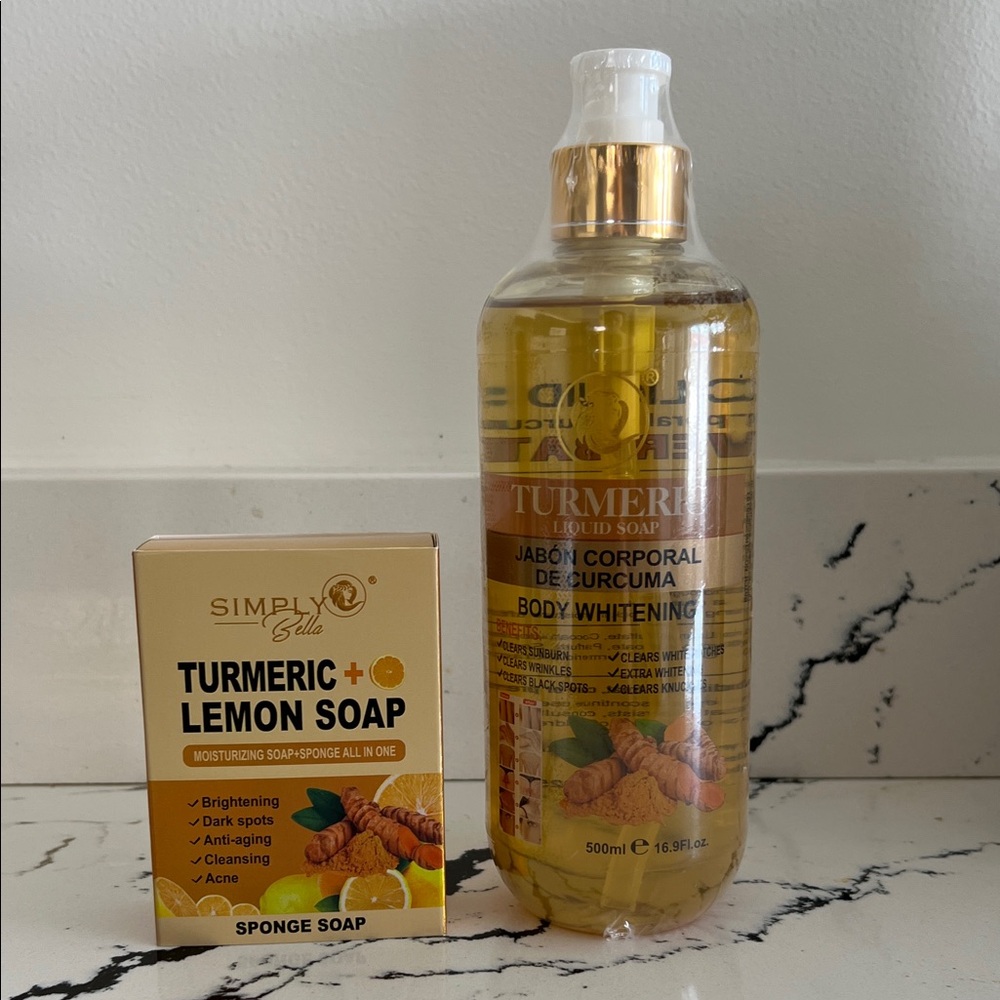 Turmeric Skincare Bundle – Body Wash + Lemon Soap (Brightening Set)